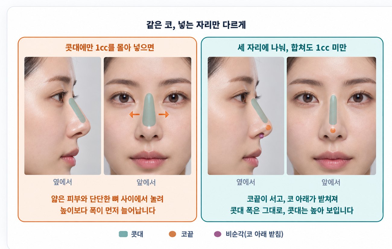 53편-코필러 후 콧대가 넓어 보이는 이유, 같은 1cc도 어디에 넣느냐가 중요합니다