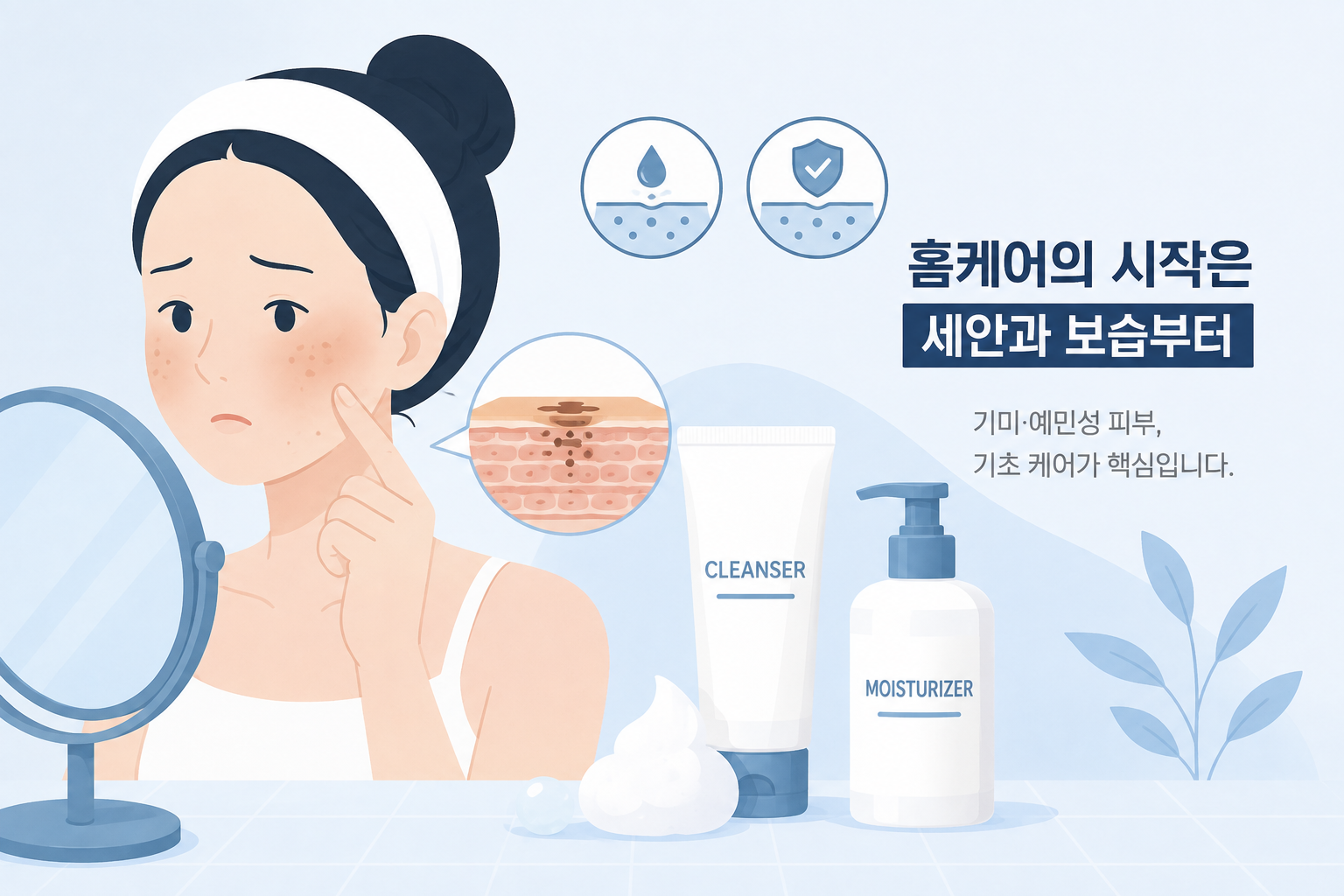 38편-기미·예민성 피부 홈케어, 세안제와 보습제부터 바꿔야 하는 이유